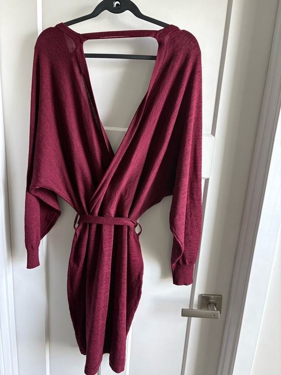 Madison Grey Dresses & Skirts - Women's Deep Wine Knit Wrap Dress with Belt
